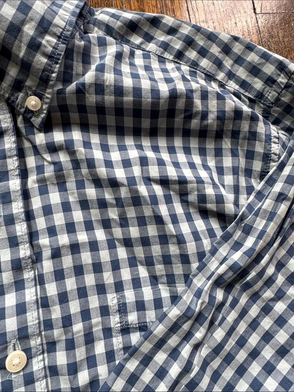 J. Crew Navy and Light Blue Gingham Button-Down Shirt